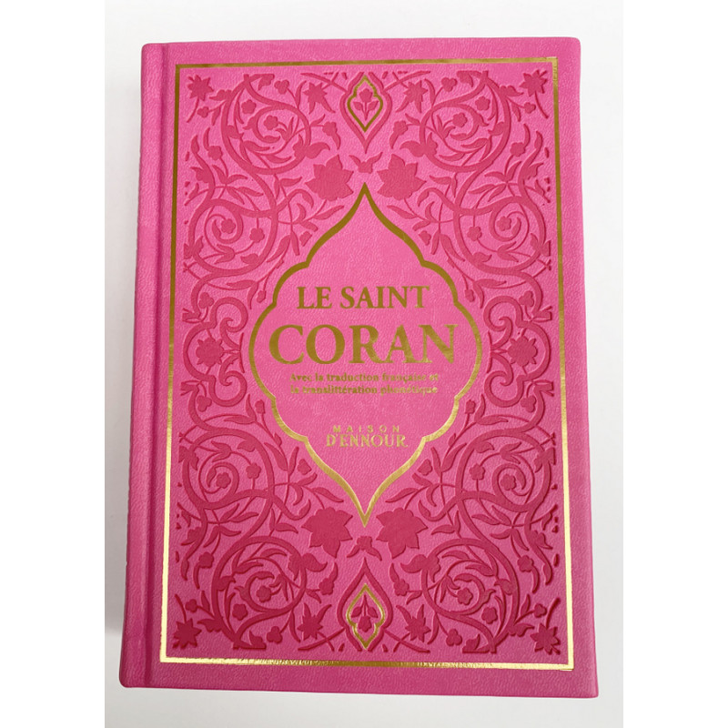 Le Saint Coran Bleu Roi - Couverture Daim - Pages Arc-En-Ciel - Français-Arabe-Phonétique - Maison Ennour