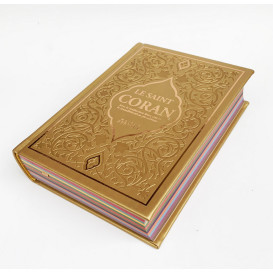 Le Saint Coran Bleu Roi - Couverture Daim - Pages Arc-En-Ciel - Français-Arabe-Phonétique - Maison Ennour