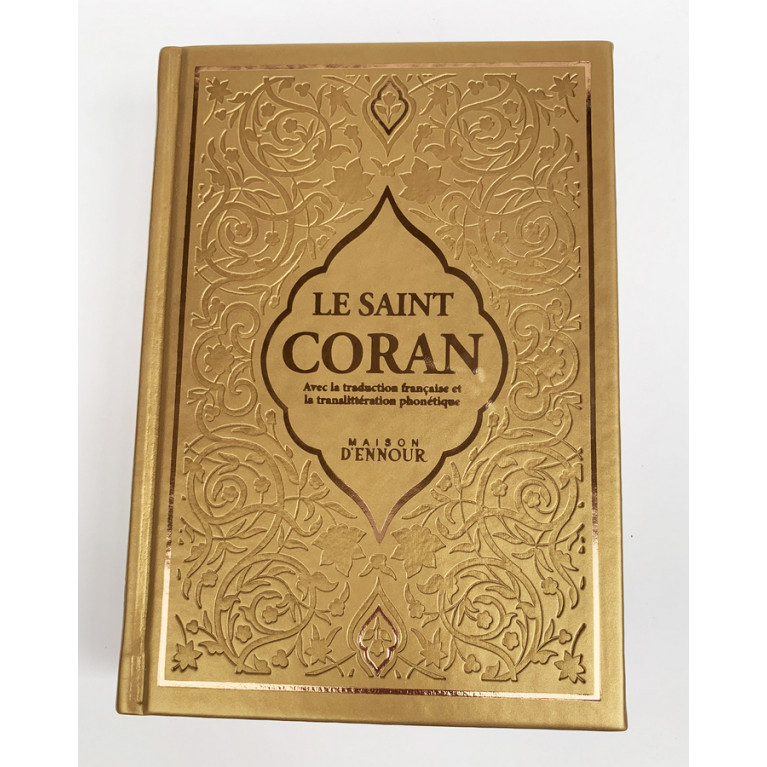 Le Saint Coran Bleu Roi - Couverture Daim - Pages Arc-En-Ciel - Français-Arabe-Phonétique - Maison Ennour