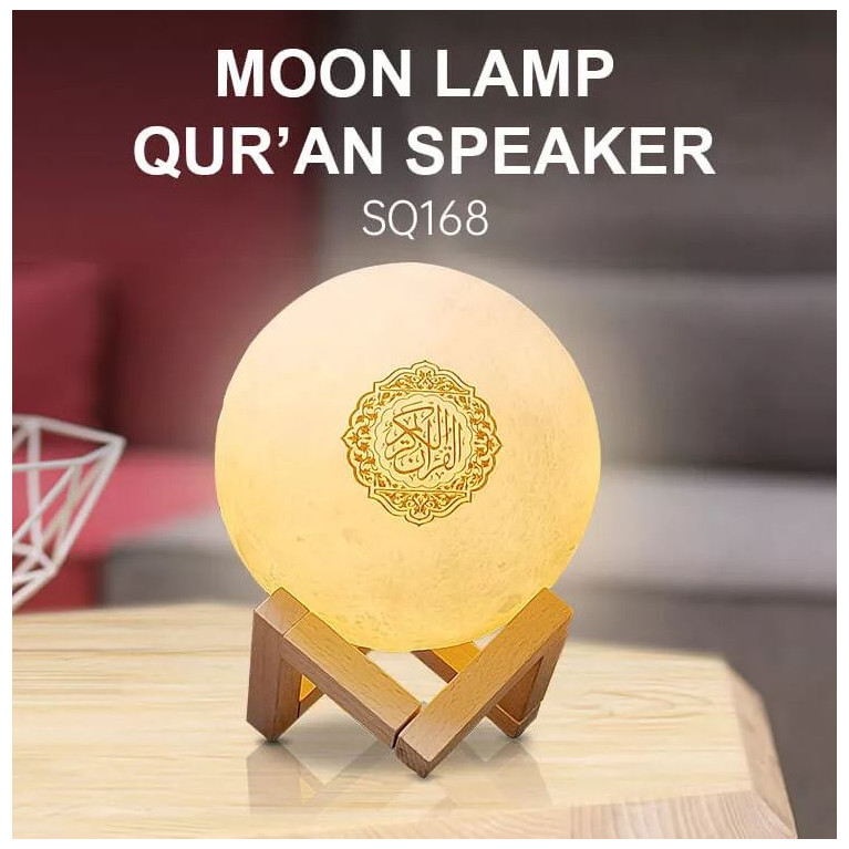 Veilleuse Lune Coranique MP3 - Bluetooth et Télécommande - Moon Lamp Qur'an - Equantu