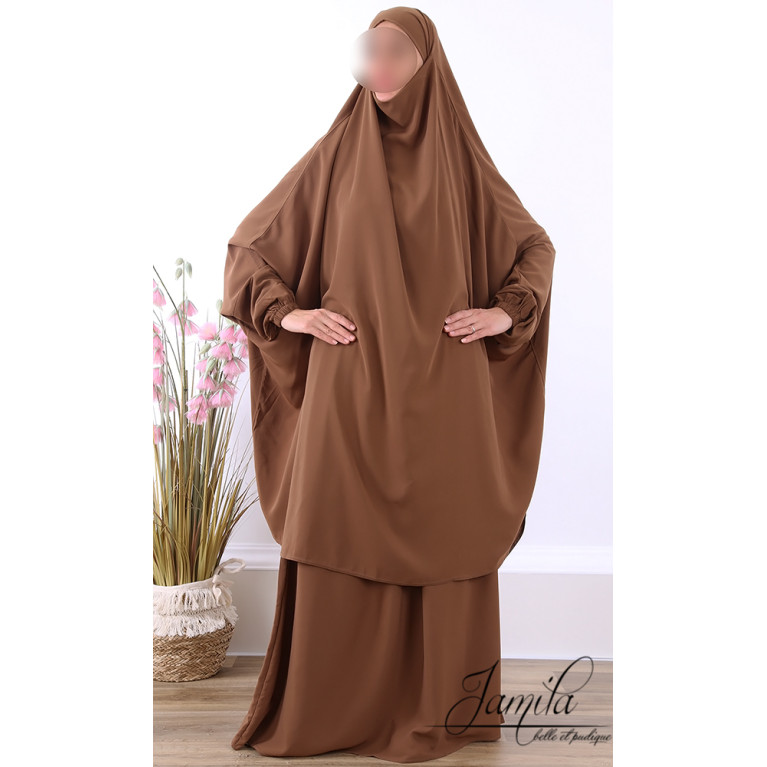 JIlbab 2 Pièces - Cappuccino - Microfibre Léger - Jamila JIlbab 2 Pièces - Cappuccino - Microfibre Léger - Jamila