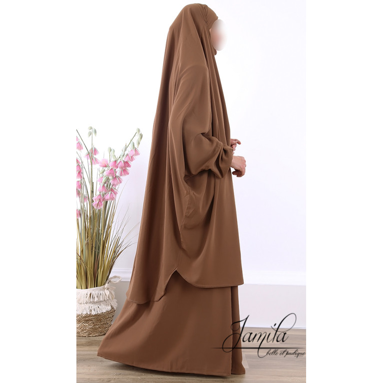 JIlbab 2 Pièces - Cappuccino - Microfibre Léger - Jamila JIlbab 2 Pièces - Cappuccino - Microfibre Léger - Jamila