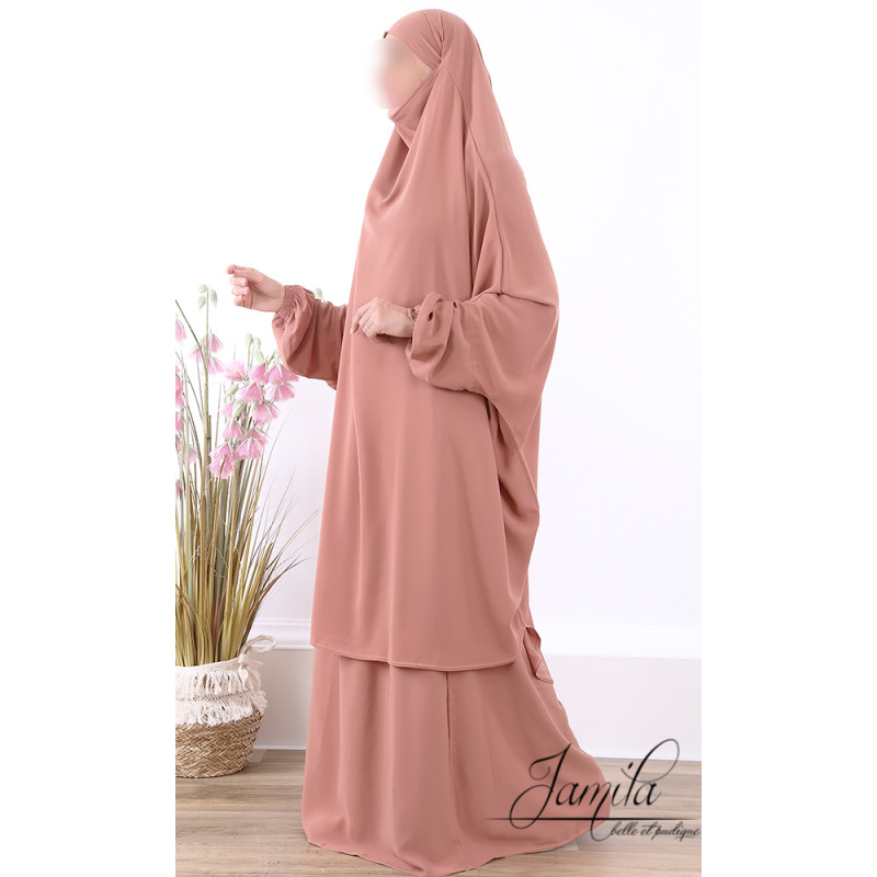 JIlbab 2 Pièces -Rose Nude - Microfibre Léger - Jamila