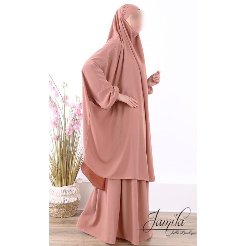 JIlbab 2 Pièces -Rose Nude - Microfibre Léger - Jamila