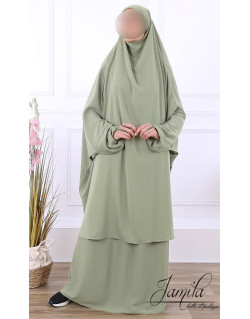 JIlbab 2 Pièces - Kaki Clair - Microfibre Léger - Jamila