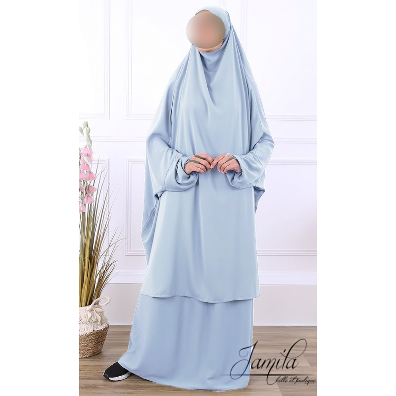 JIlbab 2 Pièces - Bleu Pastel - Microfibre Léger - Jamila