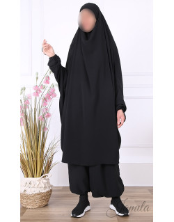 JIlbab 2 Pièces Sarouel - Noir - Microfibre Léger - Jamila