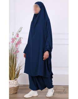 JIlbab 2 Pièces Sarouel - Bleu Nuit - Microfibre Léger - Jamila