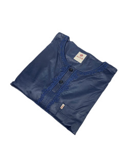 Qamis Afaq - Adolescents Bleu -Manche Longue + Pantalon - Sans Col - Tissu Glacé - du 36 au 50