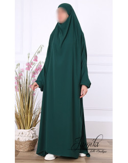 JIlbab 1 Pièce - Vert Bouteille - Microfibre Léger - Jamila