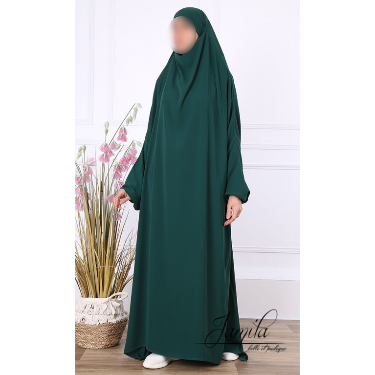 JIlbab 1 Pièce - Vert Bouteille - Microfibre Léger - Jamila JIlbab 1 Pièce - Vert Bouteille - Microfibre Léger - Jamila
