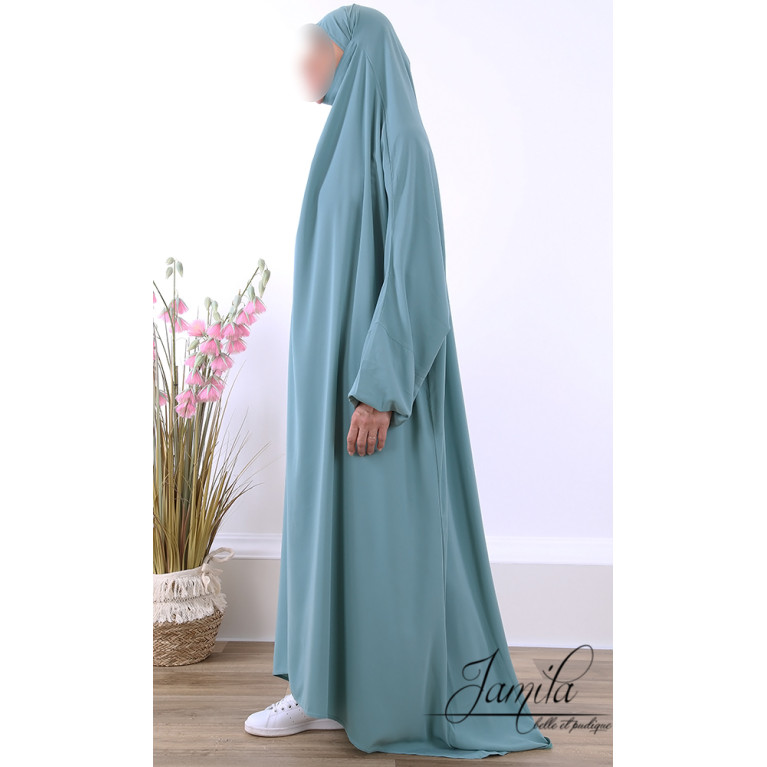 JIlbab 1 Pièce - Bleu Vert - Microfibre Léger - Jamila JIlbab 1 Pièce - Bleu Vert - Microfibre Léger - Jamila