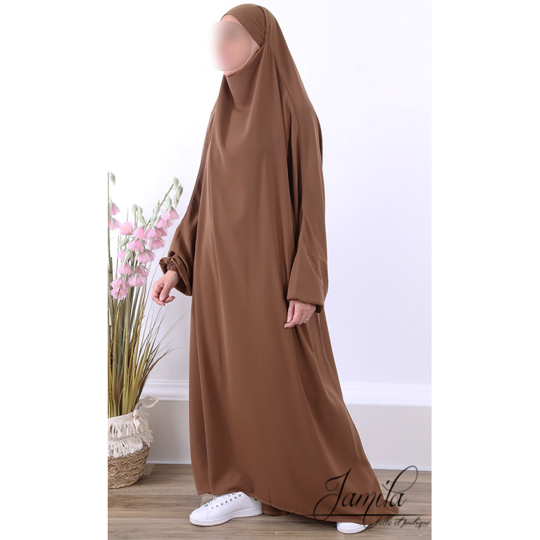 JIlbab 1 Pièce - Capuccino - Microfibre Léger - Jamila