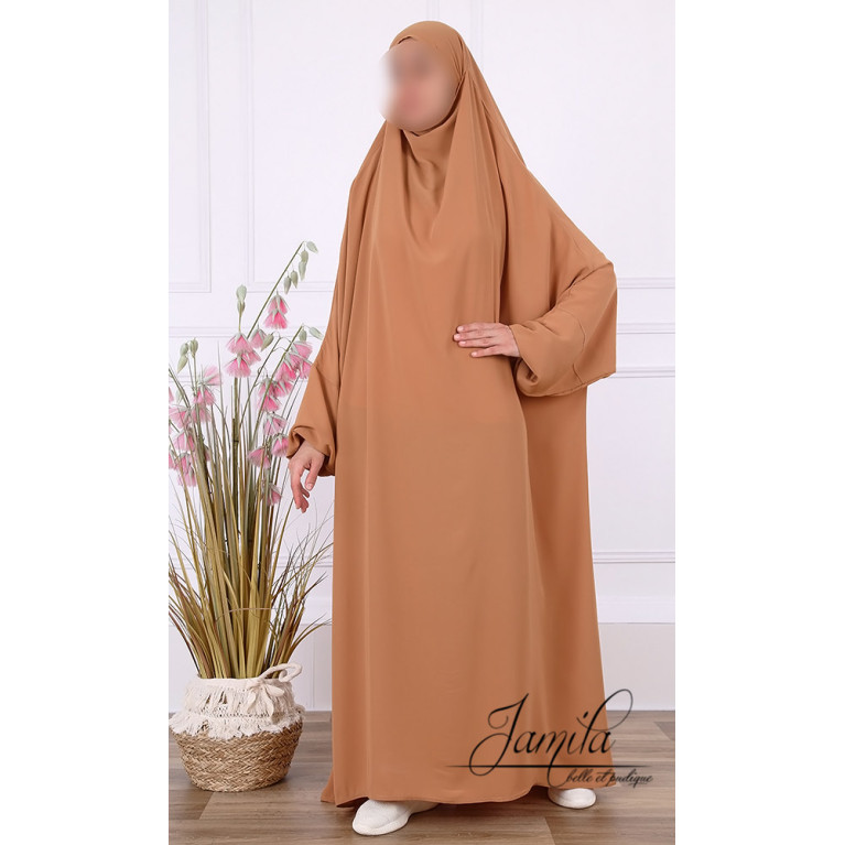 JIlbab 1 Pièce - Caramel - Microfibre Léger - Jamila JIlbab 1 Pièce - Caramel - Microfibre Léger - Jamila