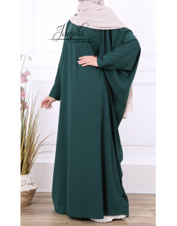Abaya Papillon - Vert Bouteille - Microfibre Léger - Jamila