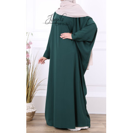 Abaya Papillon - Vert Bouteille - Microfibre Léger - Jamila