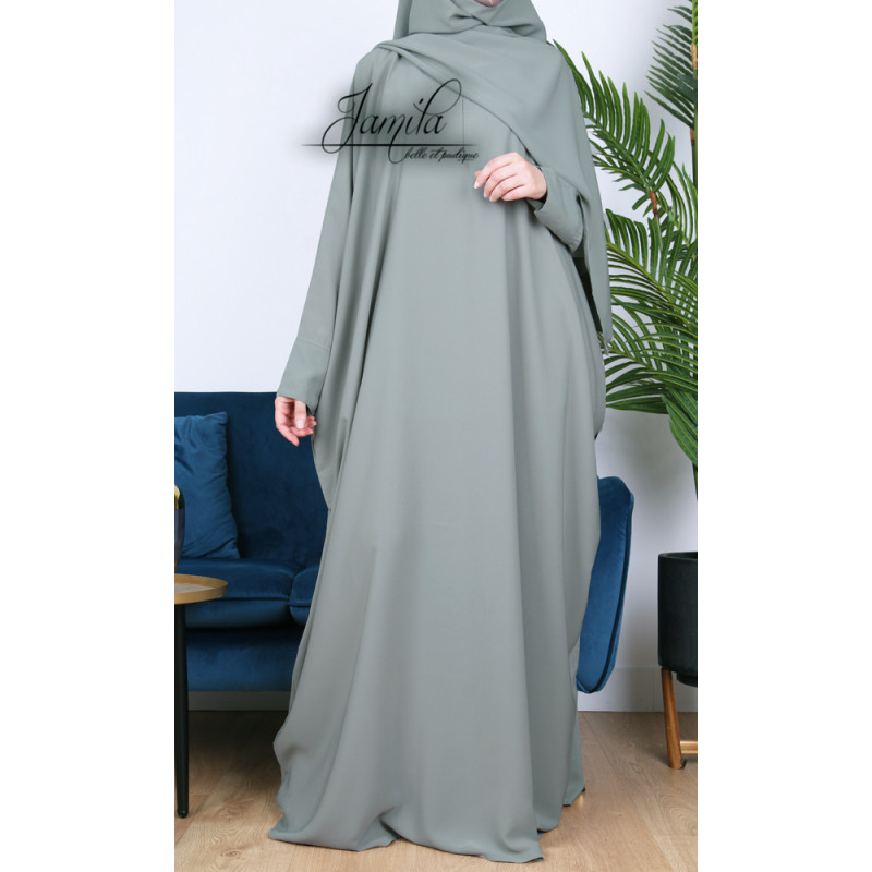 Abaya Papillon - Vert Eau - Microfibre Léger - Jamila