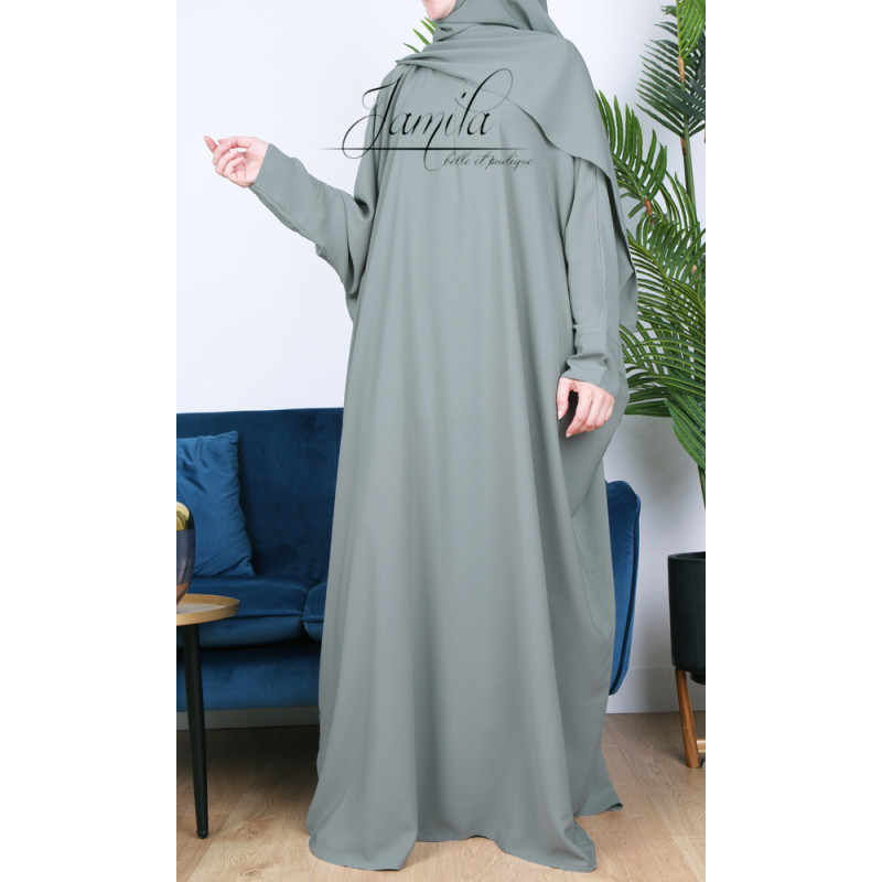 Abaya Papillon - Vert Pastel - Microfibre Léger - Jamila