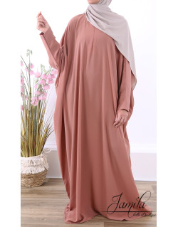 Abaya Papillon - Rose Saumon - Microfibre Léger - Jamila