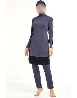 Burkini Turban Bicolore - Anthracite - Plage et Sport