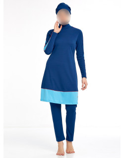 Burkini Turban Bicolore - Indigo - Plage et Sport