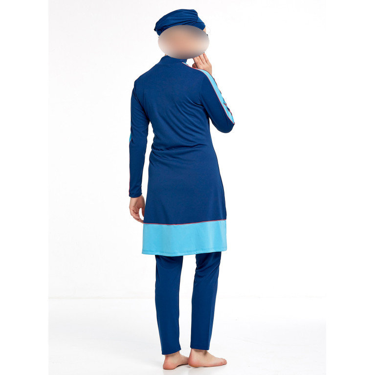 Burkini Turban Bicolore - Indigo - Plage et Sport