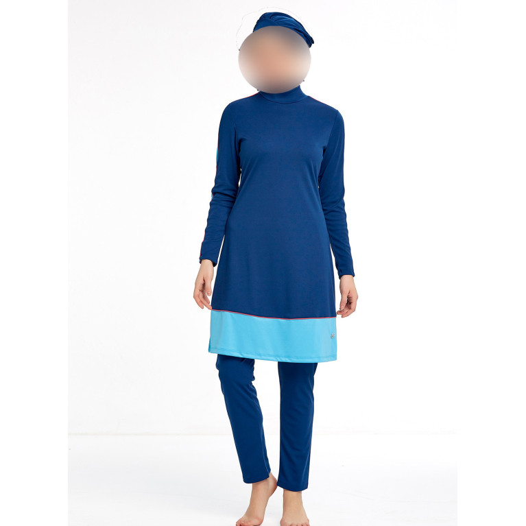 Burkini Turban Bicolore - Indigo - Plage et Sport