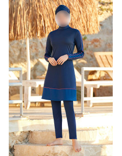 Burkini Turban Bicolore - Bleu Nuit - Plage et Sport