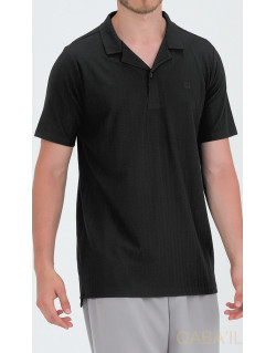 Polo ALDO - Col Italien - Noir - Qaba'il : Manches Courtes