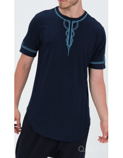 T-Shirt Brodé KAYS - Bleu Nuit - Qaba'il : Manches Courtes