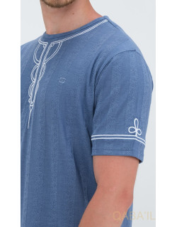 T-Shirt Brodé KAYS - Bleu Clair - Qaba'il : Manches Courtes