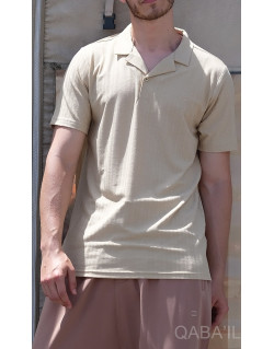 Polo ALDO - Col Italien - Beige - Qaba'il : Manches Courtes