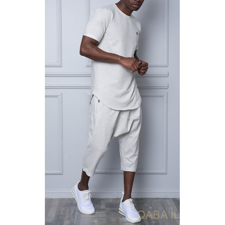 Sarouel et T-shirt Gris Chiné, ensemble Qaba'il : Nautik