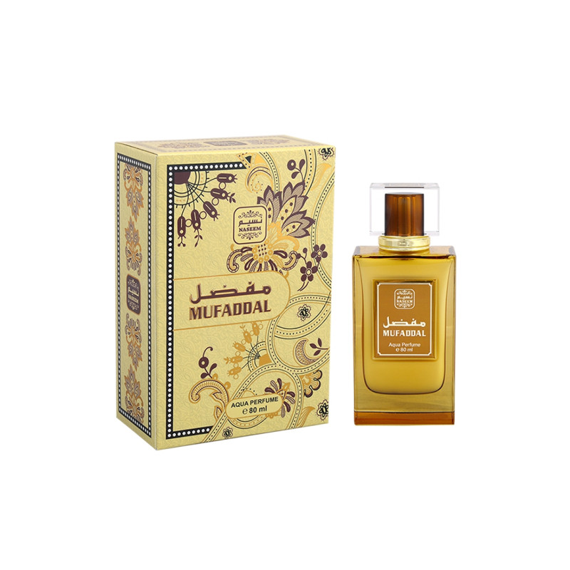Spray Mufaddal - Parfum de Dubaï : Mixte - Aqua Parfum Sans Alcool - Naseem - 80 ml Spray Mufaddal - Parfum de Dubaï : Mixte - Aqua Parfum Sans Alcool - Naseem - 80 ml