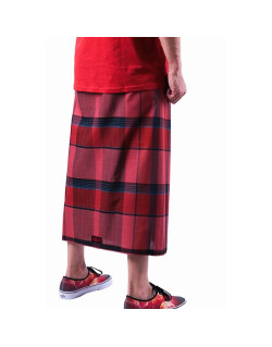 Izar Crimson, Sarong ou Pagne à Carreaux Rouge et Bleu - Izare