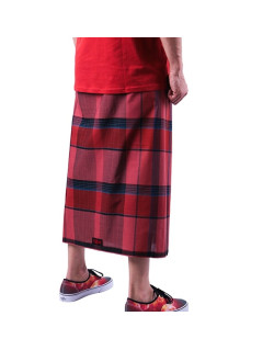 Izar Karang, Sarong ou Pagne à Carreaux Orange Corail - Izare
