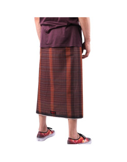 Izar Oker, Sarong ou Pagne à Bandes Ocre Orange et Rouge - Izare
