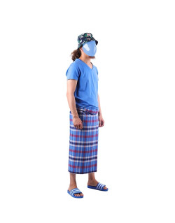Izar Bymika, Sarong ou Pagne à Carreaux Bleu Ciel - Izare