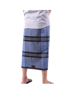Izar Tangara, Sarong ou Pagne à Carreaux Bleu Gris - Izare