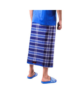 Izar Ultra Marine, Sarong ou Pagne à Carreaux Bleu Marine - Izare