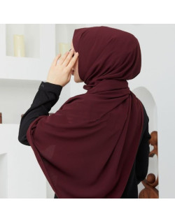 Voile Soie de Médine - Rouge Bordeaux - Hijab, Foulard, Châle pour Femme - Sedef