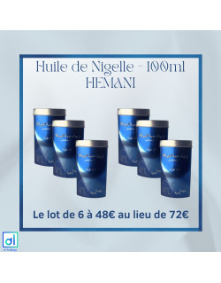 Lot de 6 Huiles de Nigelle - 100% Huile Naturelle - 1ère qualité - 100 ml - Hemani