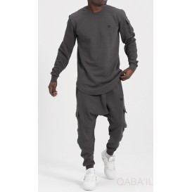 Ensemble Sarouel et Sweat Gris Anthracite, Survêtement Qaba'il : Sniper NEO