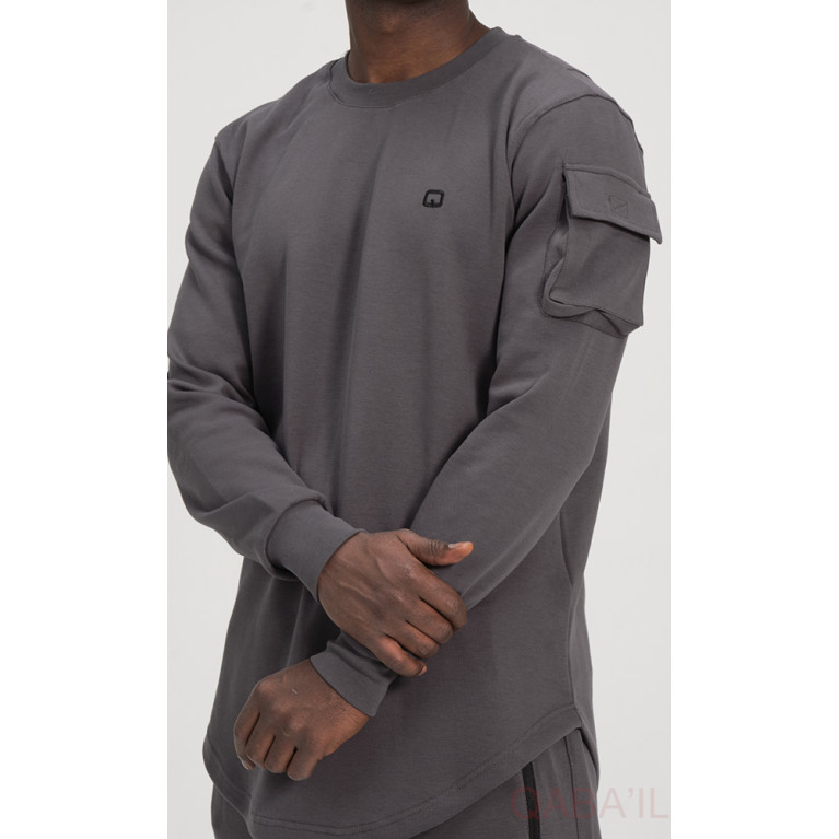 Ensemble Sarouel et Sweat Gris Clair, Survêtement Qaba'il : Sniper Ensemble Sarouel et Sweat Gris Clair, Survêtement Qaba'il : Sniper