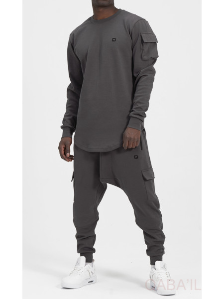 Ensemble Sarouel et Sweat Gris Clair, Survêtement Qaba'il : Sniper