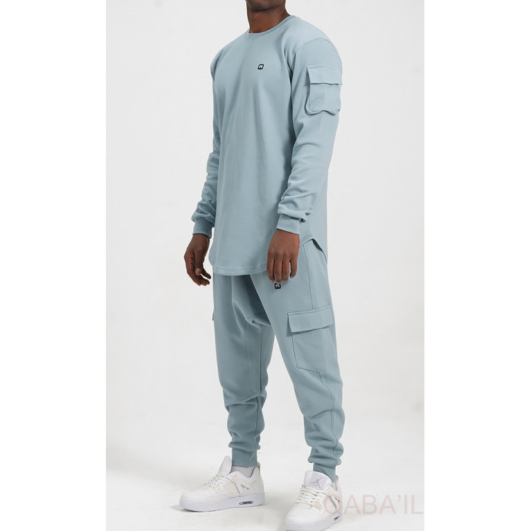 Ensemble Sarouel et Sweat Kaki Pastel, Survêtement Qaba'il : Sniper Ensemble Sarouel et Sweat Kaki Pastel, Survêtement Qaba'il : Sniper