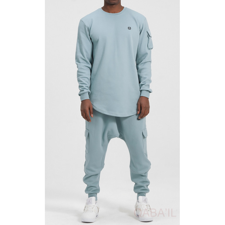 Ensemble Sarouel et Sweat Kaki Pastel, Survêtement Qaba'il : Sniper Ensemble Sarouel et Sweat Kaki Pastel, Survêtement Qaba'il : Sniper