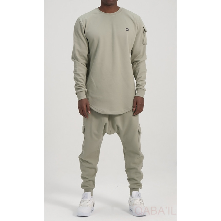 Ensemble Sarouel et Sweat Kaki, Survêtement Qaba'il : Sniper Ensemble Sarouel et Sweat Kaki, Survêtement Qaba'il : Sniper