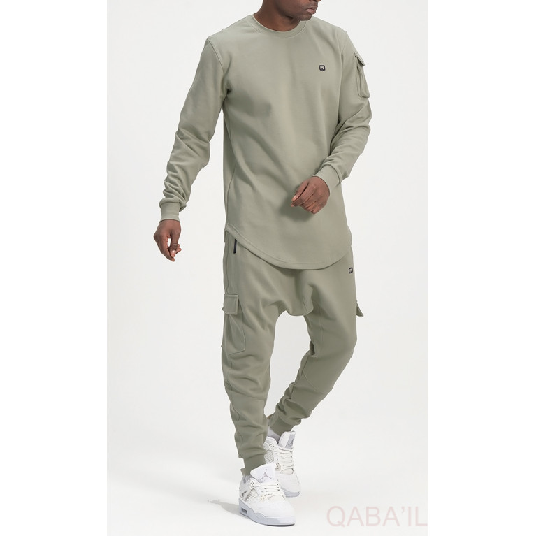 Ensemble Sarouel et Sweat Kaki, Survêtement Qaba'il : Sniper Ensemble Sarouel et Sweat Kaki, Survêtement Qaba'il : Sniper