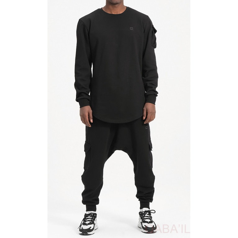 Ensemble Sarouel et Sweat Noir, Survêtement Qaba'il : Sniper Ensemble Sarouel et Sweat Noir, Survêtement Qaba'il : Sniper